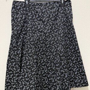 Christopher & Banks black and white A-line flared lined skirt, side zip, size 12